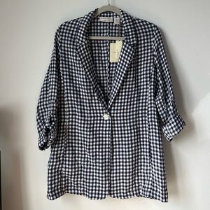 NWT Gingham Blue White blazer
